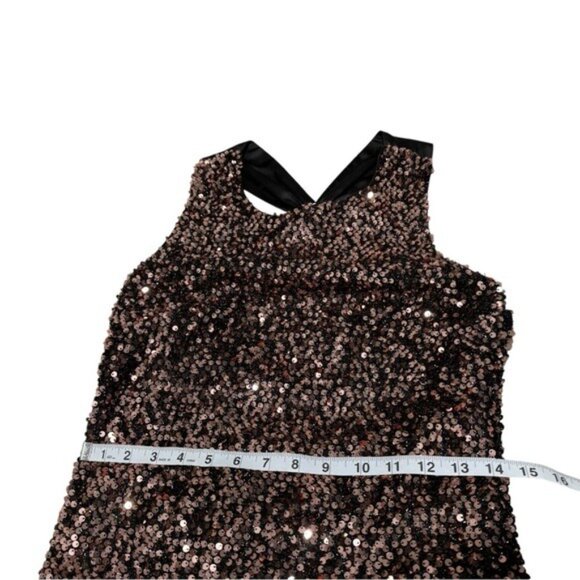 MILLY Vivi Gold Tinsel Sequin Mini Dress Size 6 | Sleeveless Open Back Party Dre - Picture 10 of 12